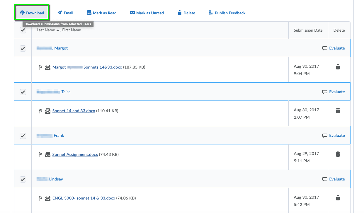 D2L Download All Dropbox Folder Submissions Office of Information